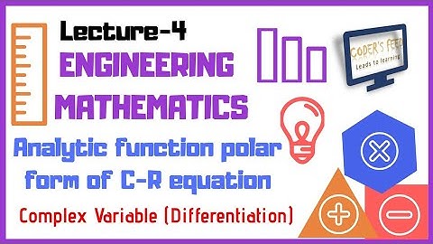 Complex Variable differentiation||Lecture-4(Analytic Function in polar form of CR equation)||