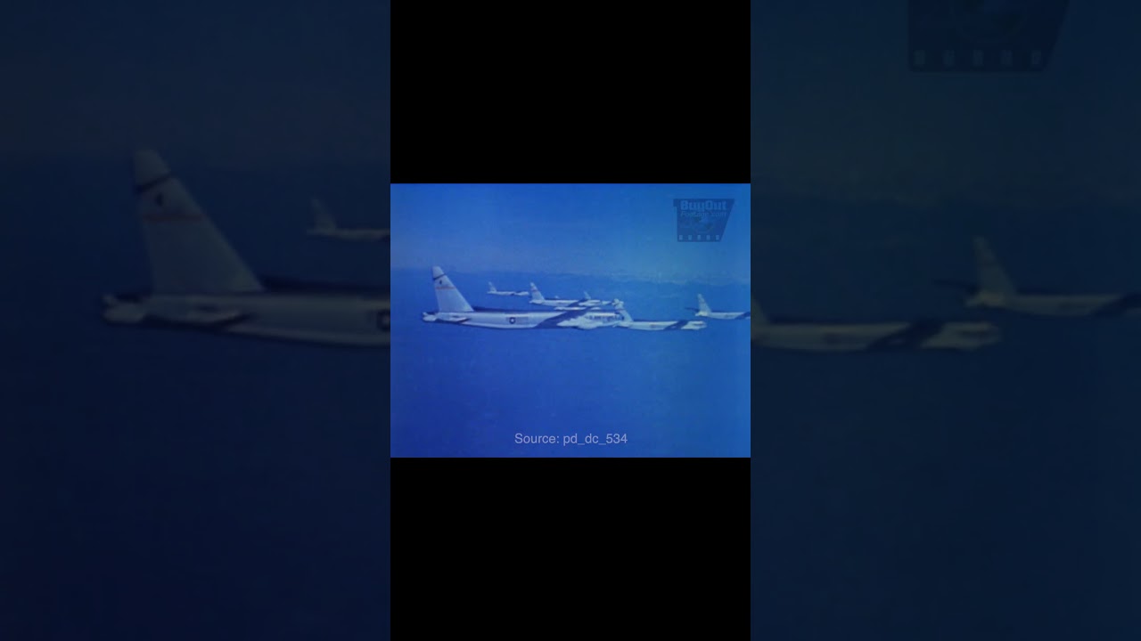 1960s B-52 Stratofortress Bombers Takeoff Formation Flight - Vietnam War  