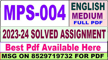 mps 004 solved assignment 2023-24 || mps 004 solved assignment 2024 in english || ignou mps004