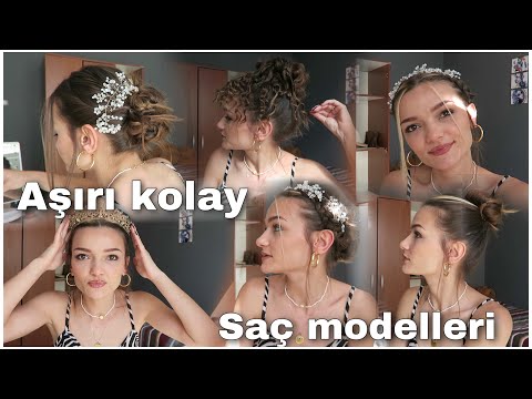 DÜĞÜN KINA İÇİN KOLAY SAÇ MODELLERİ😍  Davetler için pratik saç modelleri | 5 farklı saç