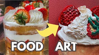 I turned my DESSERT into 3D ART | strawberry shortcake painting