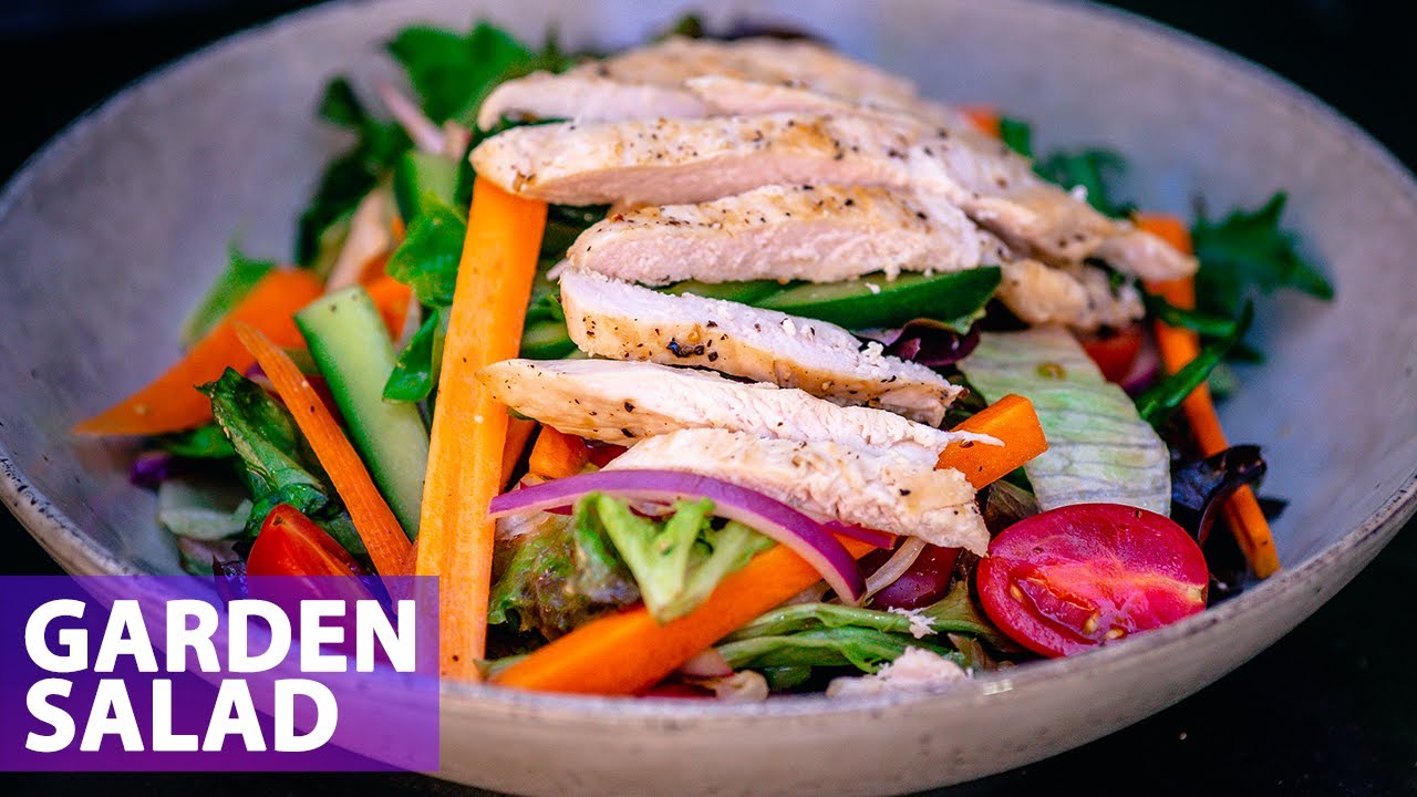 Garden Salad with Chicken - Quick & Easy Salad Recipe - Food Treasure ...
