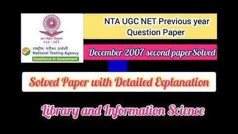 NTA UGC NET DEC 2007 SECOND PAPER SOLVED.