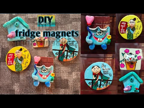 DIY fridge magnets with clay / fridge decoration ideas @kalaagallery ...