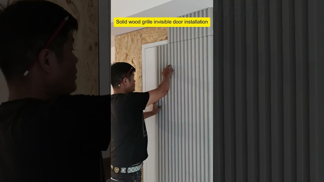 Invisible solid wood grille door installation 