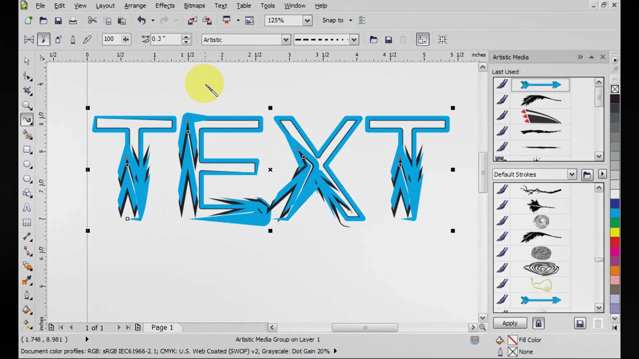 coreldraw x5 text effects