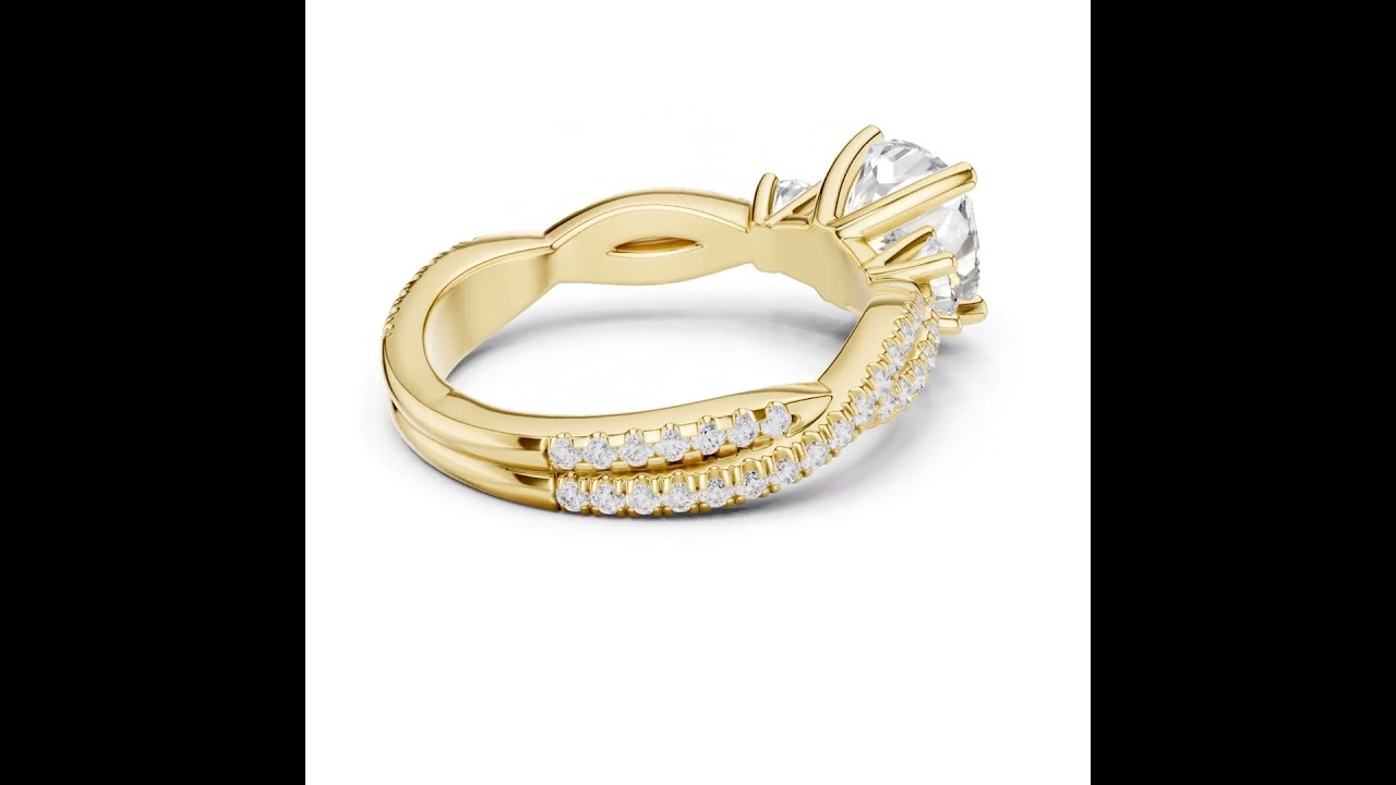 Trio Cushion & Round Twisted Ring
