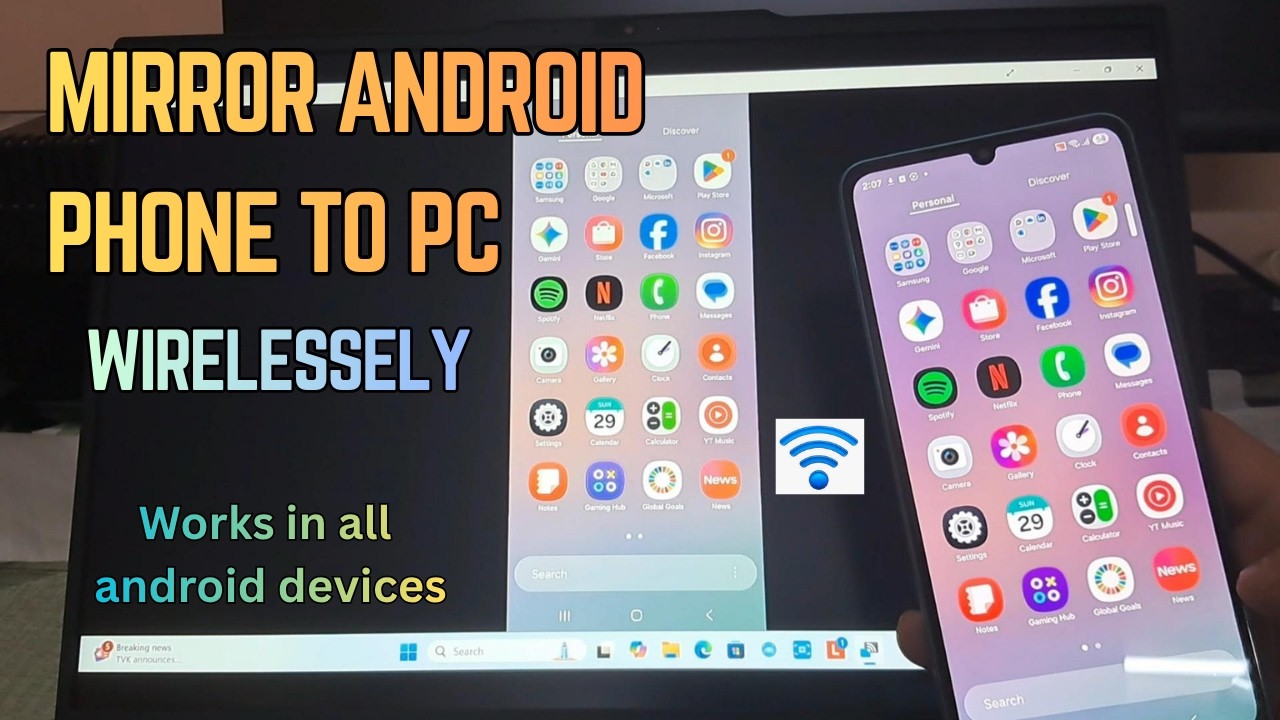 How to Mirror Andorid phone Screen to Your PC [Wireless] | Works for ...