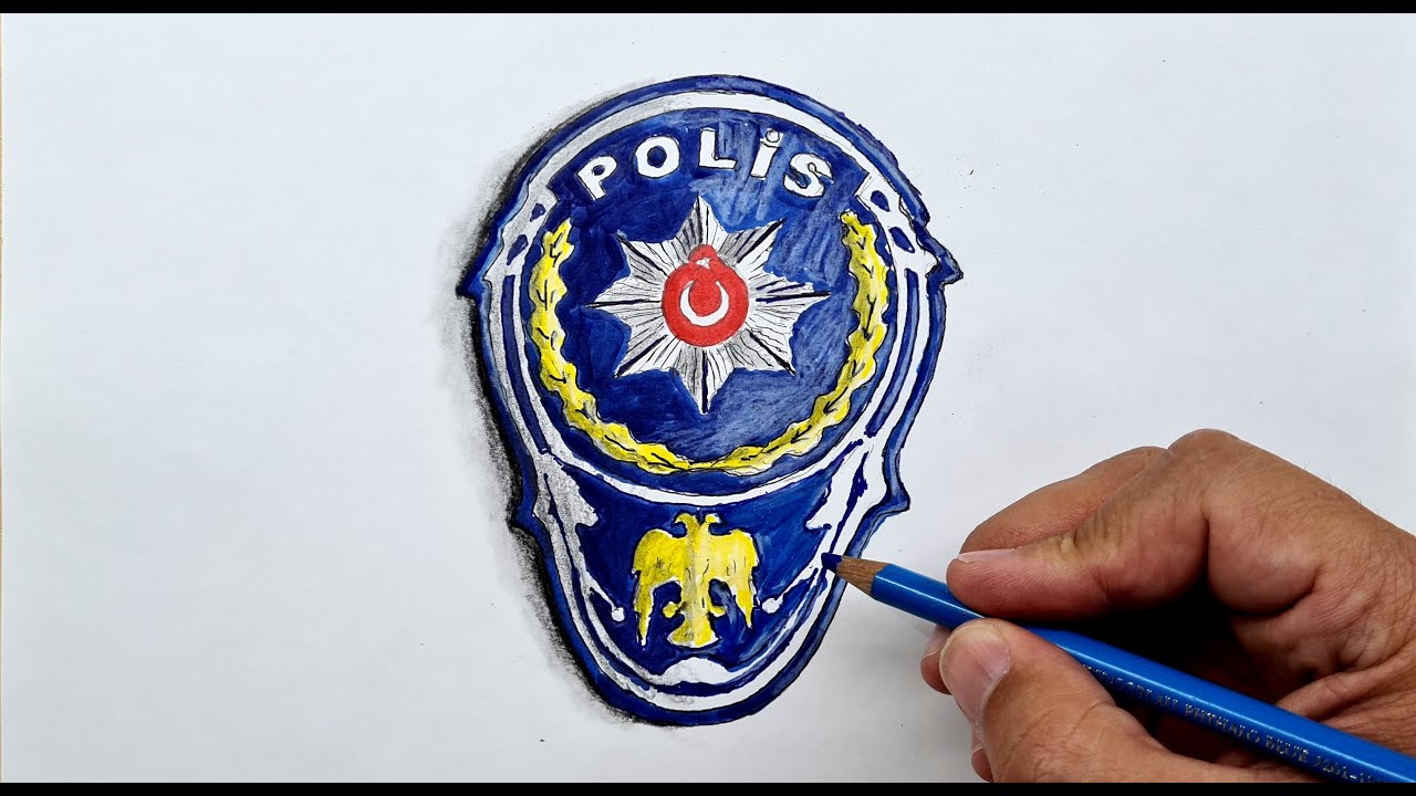 polis çizimi / polis logo çizimi / 3 boyutlu çizimler /polis resmi / polis  rozeti çizimi 