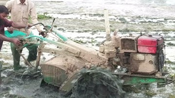 How to Remove Power Tiller From Mud | Power Tiller Stuck in Deep Mud | Power Tiller Water Land_EP-3