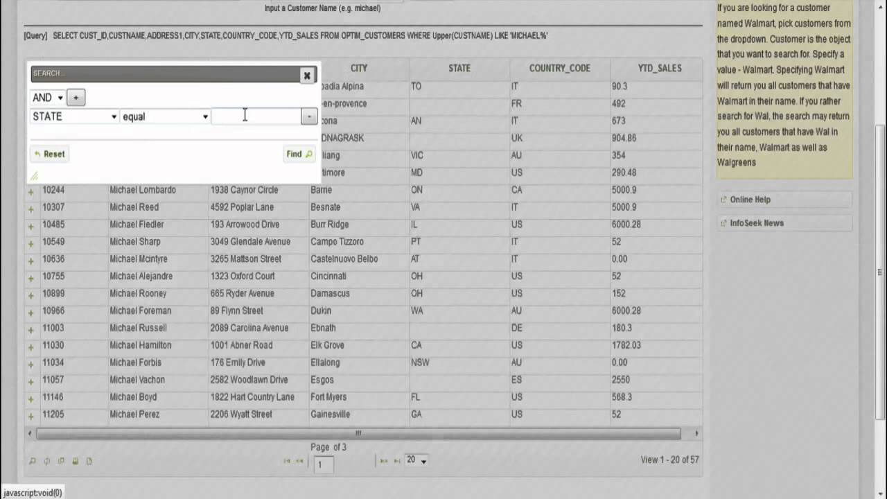 InfoSeek for IBM Optim: Keyword Searching, Data Drill-Down and Data Exporting Overview