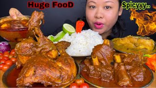 ‘SPICY’ MUTTON CURRY, BIG CHICKEN CURRY, BIG FATTY FISH CURRY & EGG CURRY MUKBANG | BIG BITES |ASMR