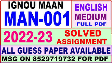 man 001 solved assignment 2022-23 / man 1 solved assignment in english / ignou maan
