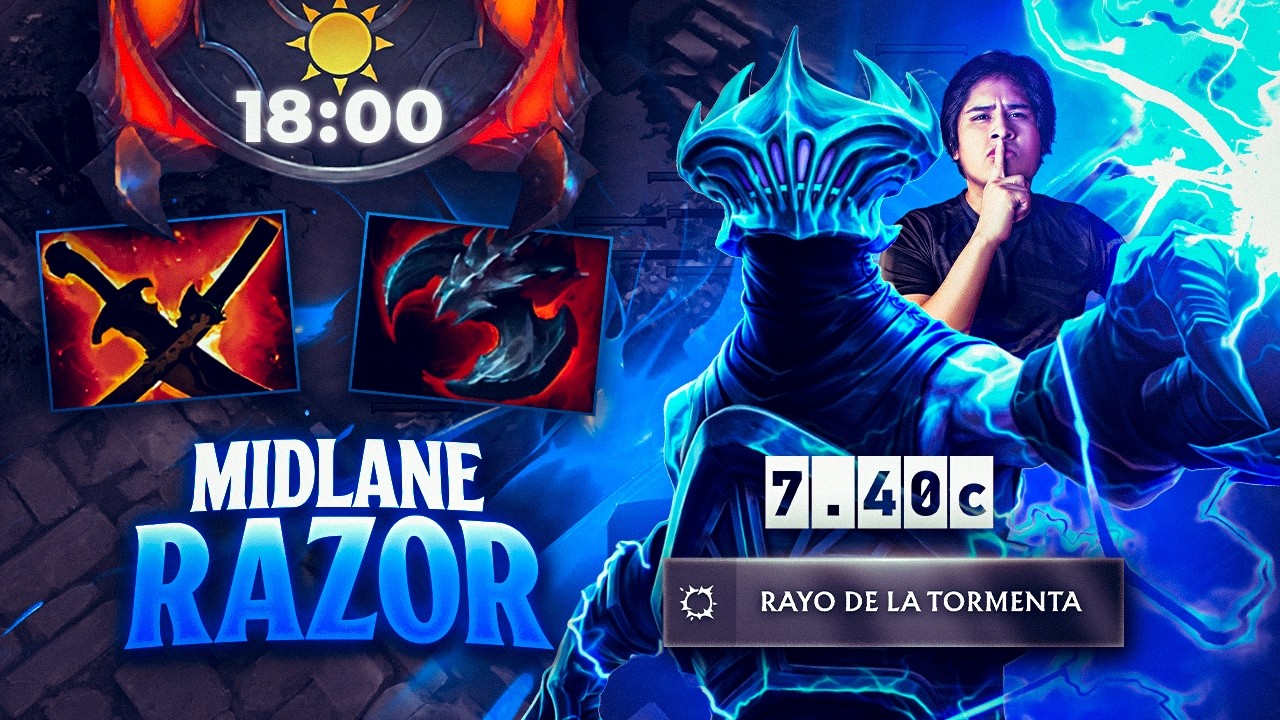 RAZOR MID ESTÁ ROTO ⚡ | 2 ITEMS MIN 18 Y A LA FUENTE MIN 24 + RAMPAGE  #dota2