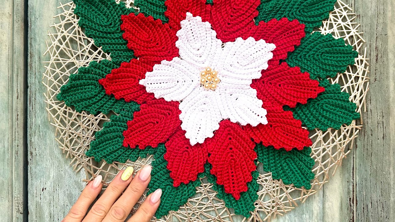 Cum croșetăm coronița din frunze pentru Crăciun #mmihacrochet #crochet #crochetcrosai #handmade 