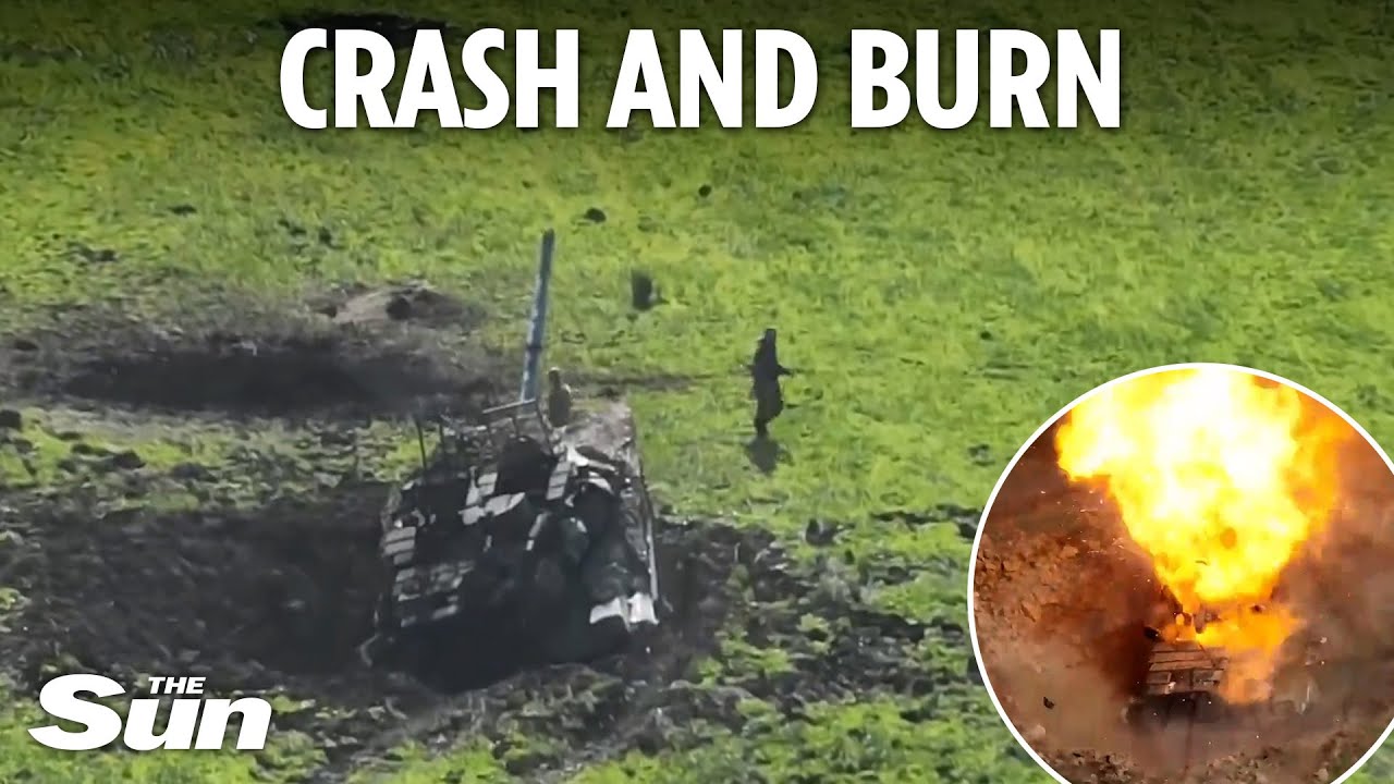 Russian tank left a smouldering shell after precision Ukraine strike in yet another blow to Putin