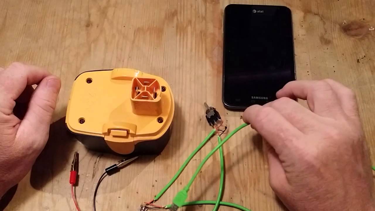 12 volt drill battery to cell phone. - YouTube