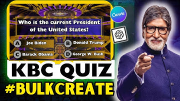 Create 1000 Popular KBC Style MCQ Quiz Using Chat GPT & Canva In 10 Mins.
