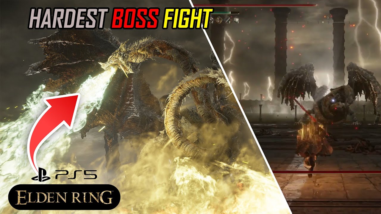 The Hardest Boss Fight in Elden Ring : Dragonlord Placidusax - PS5 Gameplay (No Death/No ...