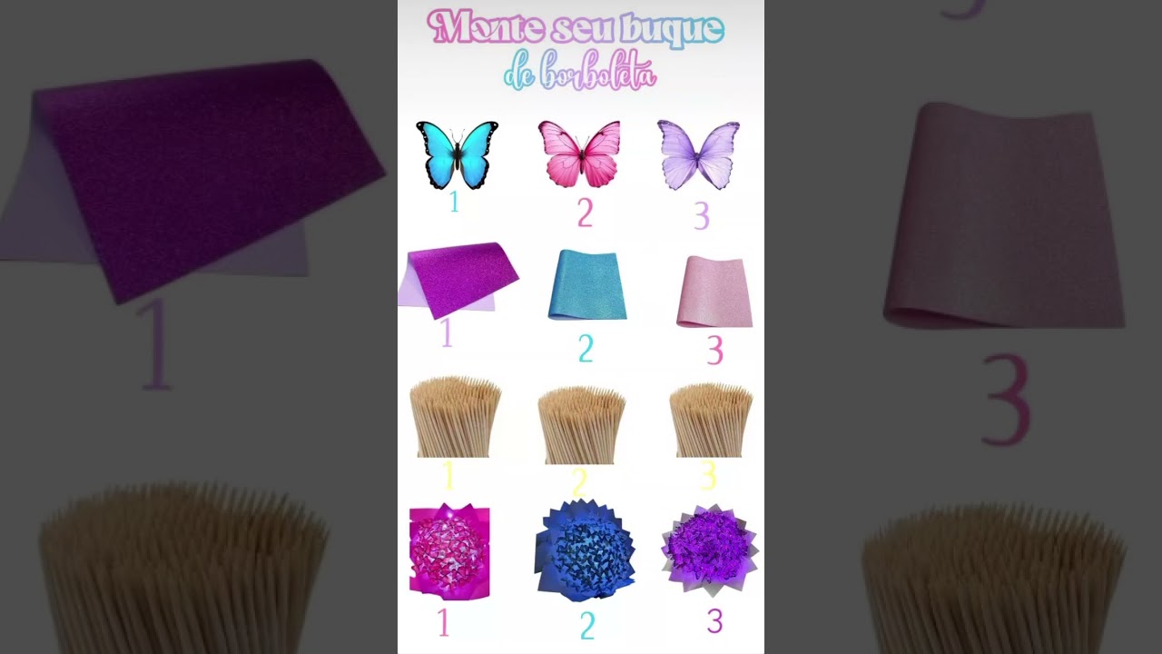 MONTE SEU BUQUE DE  BORBOLETA.💐🦋💕 #ideas #dicas #penteados #inspiração #qualvocêprefere