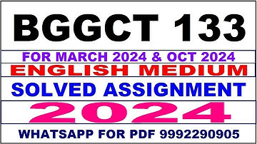 bggct 133 solved assignment 2024 | bggct 133 solved assignment in english 2023-24 | bggct 133 2024