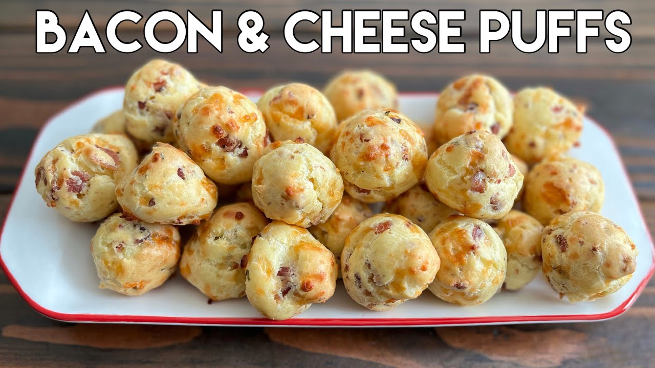 Bacon & Cheese Puffs | Savory Puffs | French Gougères | Savory Choux Recipe | French Amuses-Bouches