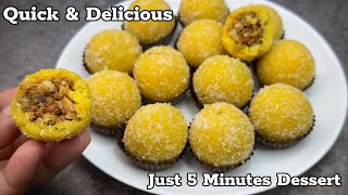 Delicious 5-Minute Coconut Gulkand Ladoo Recipe | No Mawa, No Chasni | Quick Festival Dessert