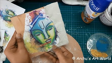 Decoupage with mixed media | #letusstartwithart | Clay Embossing |  Crease and fold technique