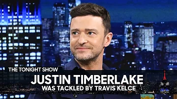 Justin Timberlake Was Tackled by Travis Kelce at a Golf Invitational | The Tonight Show