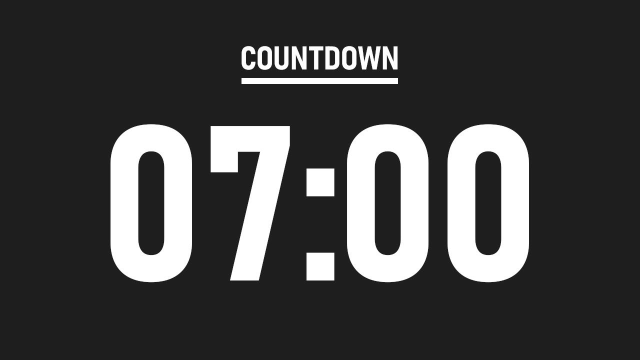7 MINUTE TIMER | Countdown, No Music, End Beeps, Black Background - YouTube