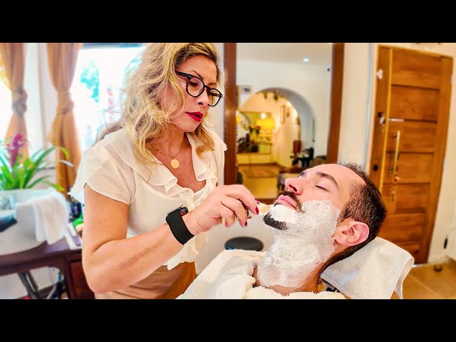 💈Tradition is not lost in São Paulo - Shave Performed by Barber Vera [ASMR] 🇧🇷