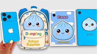 💙 Blue Dumpling School Supplies Blind Bag 🎒 + iPhone 17 Pro Max & iPad Unboxing | ASMR Paper DIY