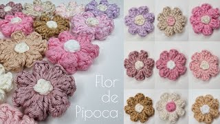 Flor de crochê Ponto Pipoca