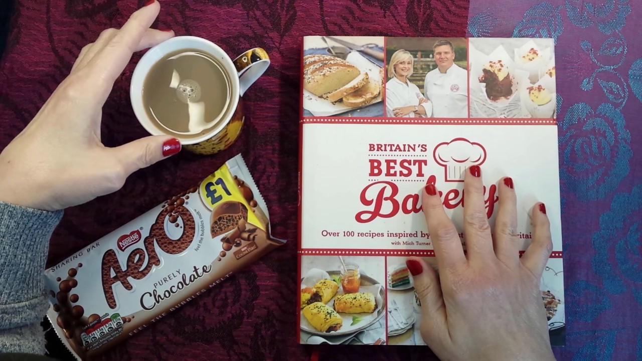 ASMR | Great British Bakeries Cook Book Whispered Reading, Browsing Candy Tasting & Coffee! Part 1