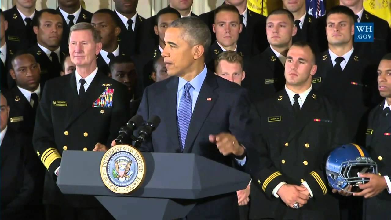 Navy Returns to White House to Accept Commander-in-Chief's Trophy