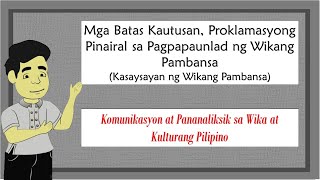 Kasaysayan ng Wikang Pambansa