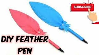 #Diyfeatherpen#papercraft# DIY paper feather pen/ paper crafts easy for kids / back to school crafts