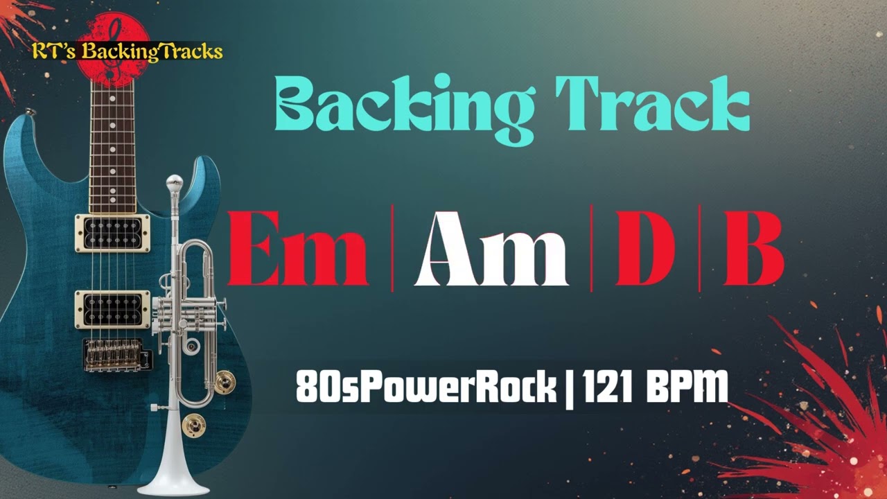 80sPowerRock BACKING TRACK Em Minor | 121 BPM