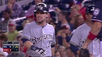 MIL@WSH: Gennett plates Braun with an infield single
