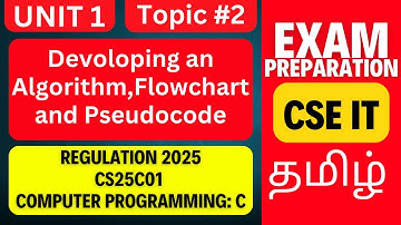 CS25C01 C Programming | Algorithm, Flowchart & Pseudocode | Anna University R2025