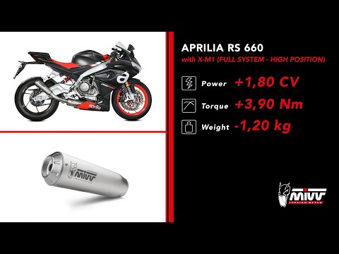 POT D'ÉCHAPPEMENT COMPLET X-M1 TITANE HAUT MIVV APRILIA RS 660 2020-2024 vidéo