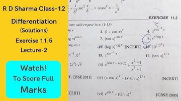 R D Sharma Class-12 Differentiation Exercise 11.5(Lec-1) #mathematics #differentiation