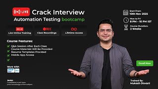 Live Bootcamp For Interview Preparation For Automation Testing - Starting From 10th Nov 2025