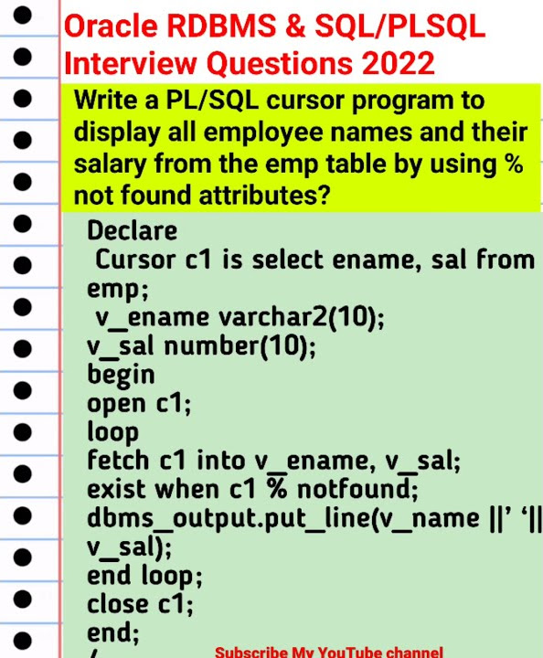 Write a PL/SQL cursor program to display all employee names and their ...