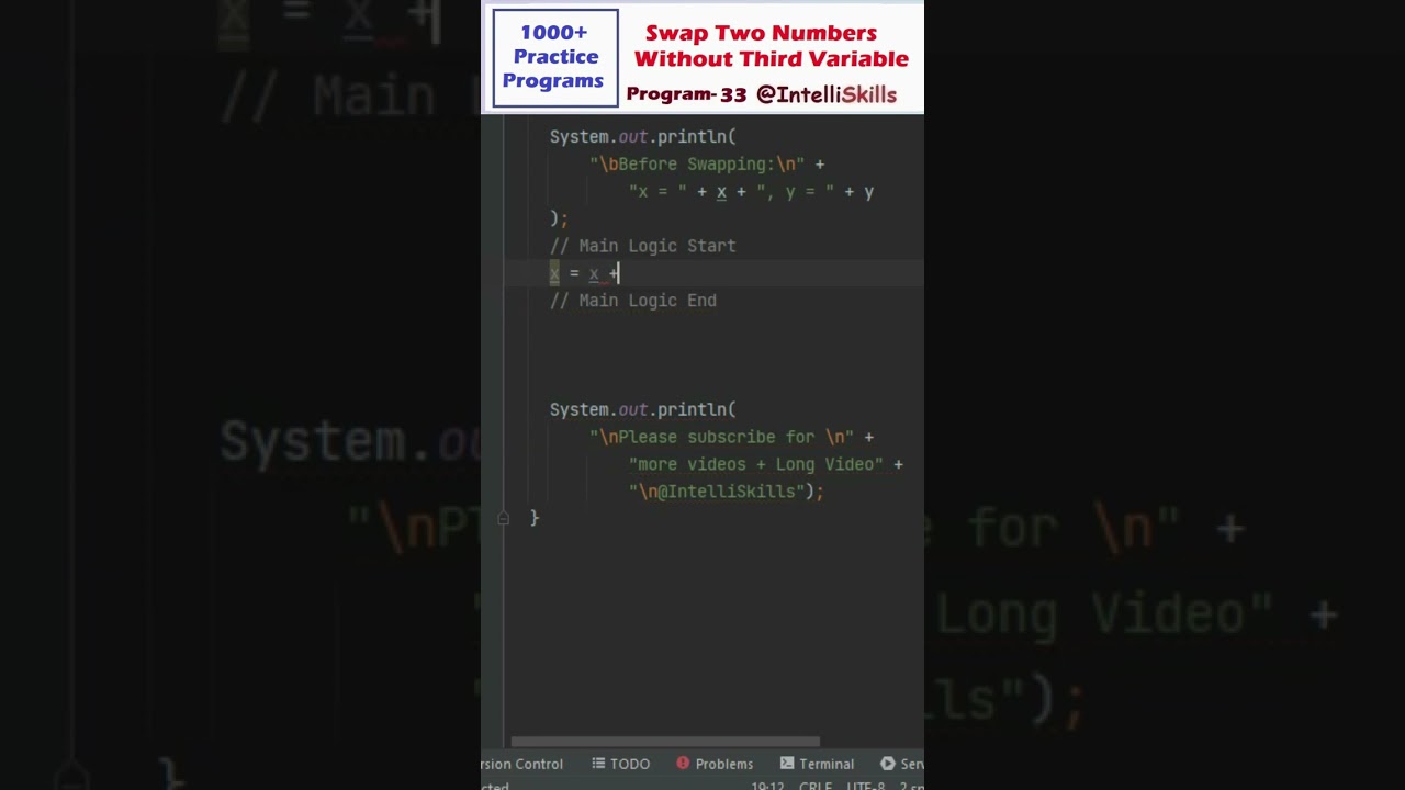 Swap Two Numbers in Java Without Using Third Variable in Java #Shorts #java #coding #trending