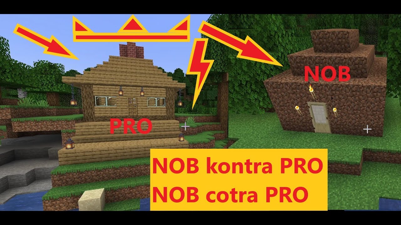 Minecraft, NOB kontra PRO, NOB contra PRO, budowa domku, building a ...