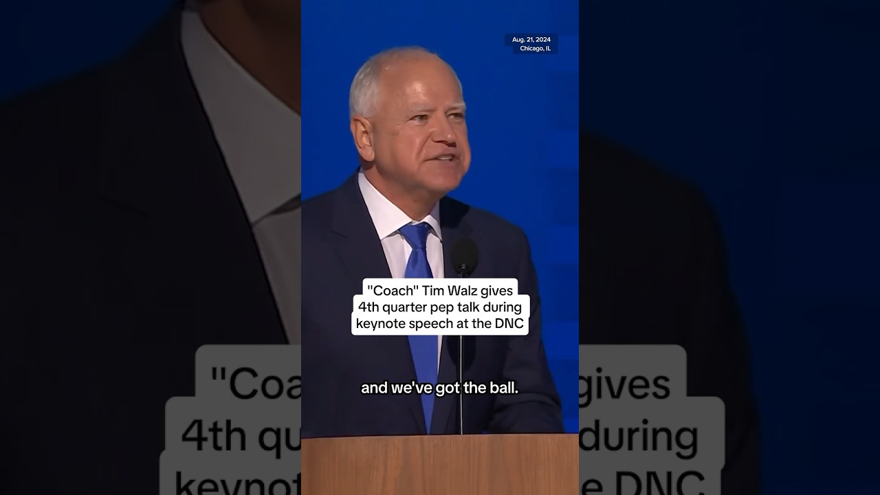 “Coach” Tim Walz gives 4th quarter pep talk during keynote speech at the DNC