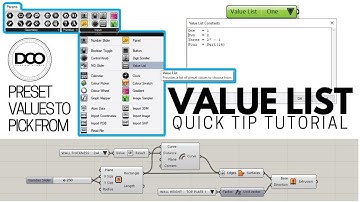 Rhino Grasshopper Value List Component Quick Tip Tutorial