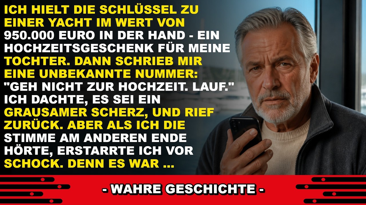 Ich hielt den Schlüssel zu einer Yacht im Wert von 950.000 Euro in der Hand, dem Hochzeitsgeschenk für meine Tochter, als eine SMS von einer unbekannten Nummer hereinkam: „Fahr nicht hin. Lauf...