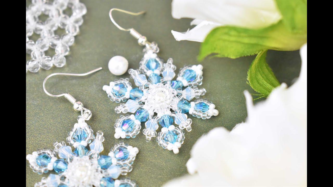 how-to-make-crystal-snowflake-beaded-earrings-youtube